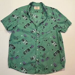 Urban Pipeline Men’s Short Sleeve Button Down Retro Print Shirt Size XL